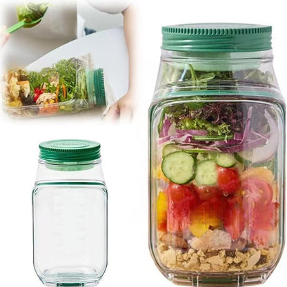 Saladebox to Go - Lekvrije Lunchbox met Vakken & Dressing Bakje (Vaatwasserbestendig)