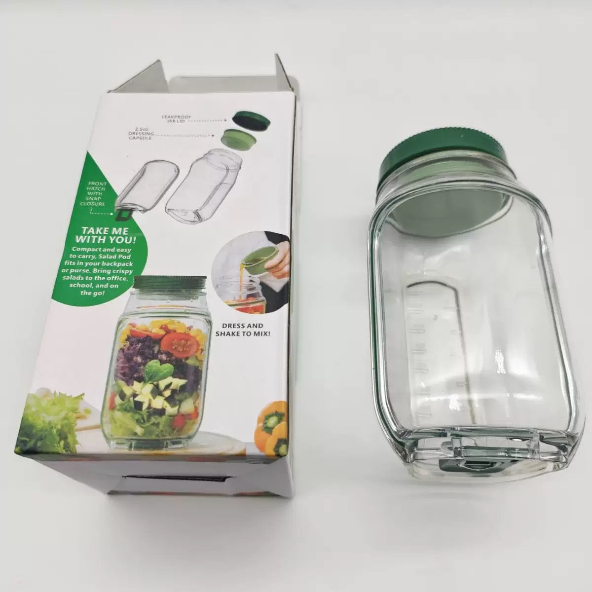 Saladebox to Go - Lekvrije Lunchbox met Vakken & Dressing Bakje (Vaatwasserbestendig)
