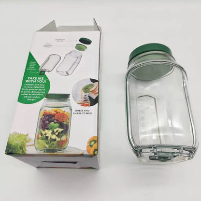 Saladebox to Go - Lekvrije Lunchbox met Vakken & Dressing Bakje (Vaatwasserbestendig)