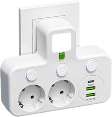 Multipoort EU-Stopcontact Adapter