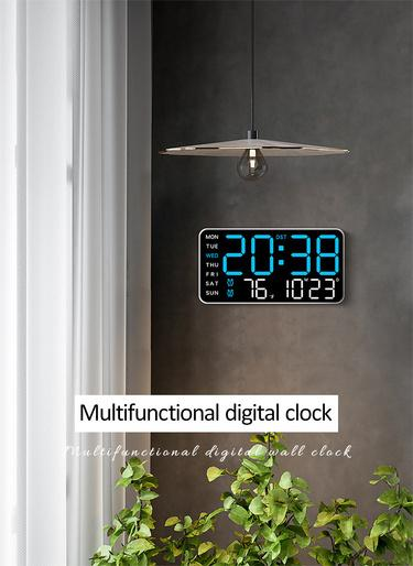 Grote Digitale Wandklok met LED Display – Moderne Elektronische Klok met Datum en Temperatuur