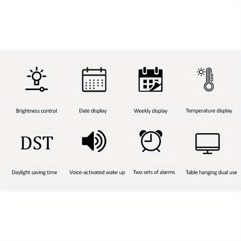 Grote Digitale Wandklok met LED Display – Moderne Elektronische Klok met Datum en Temperatuur