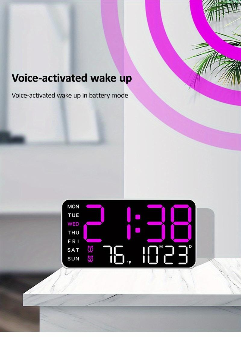 Grote Digitale Wandklok met LED Display – Moderne Elektronische Klok met Datum en Temperatuur