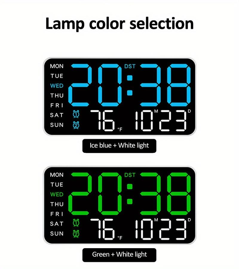 Grote Digitale Wandklok met LED Display – Moderne Elektronische Klok met Datum en Temperatuur