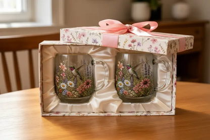Glazen beker met vogelmotief — Artistiek glaswerk（2-pack）