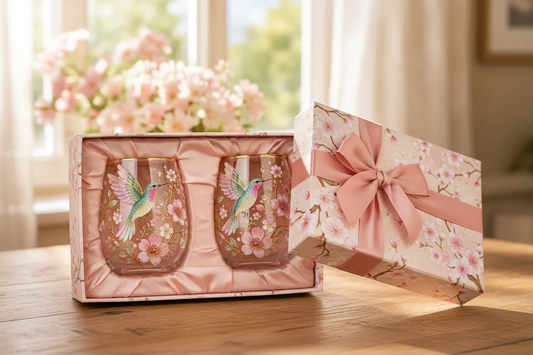 Glazen beker met vogelmotief — Artistiek glaswerk（2-pack）