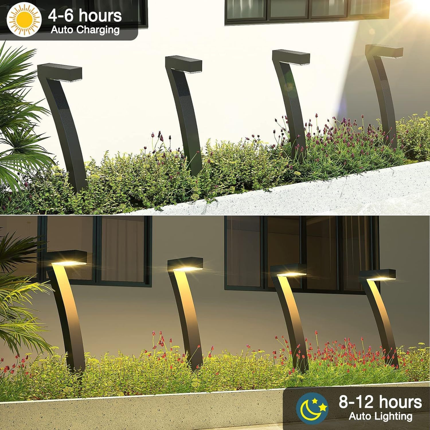 Zonne-energie grondspot 7-vormige tuinverlichting (1 Sets 4 Stuks)