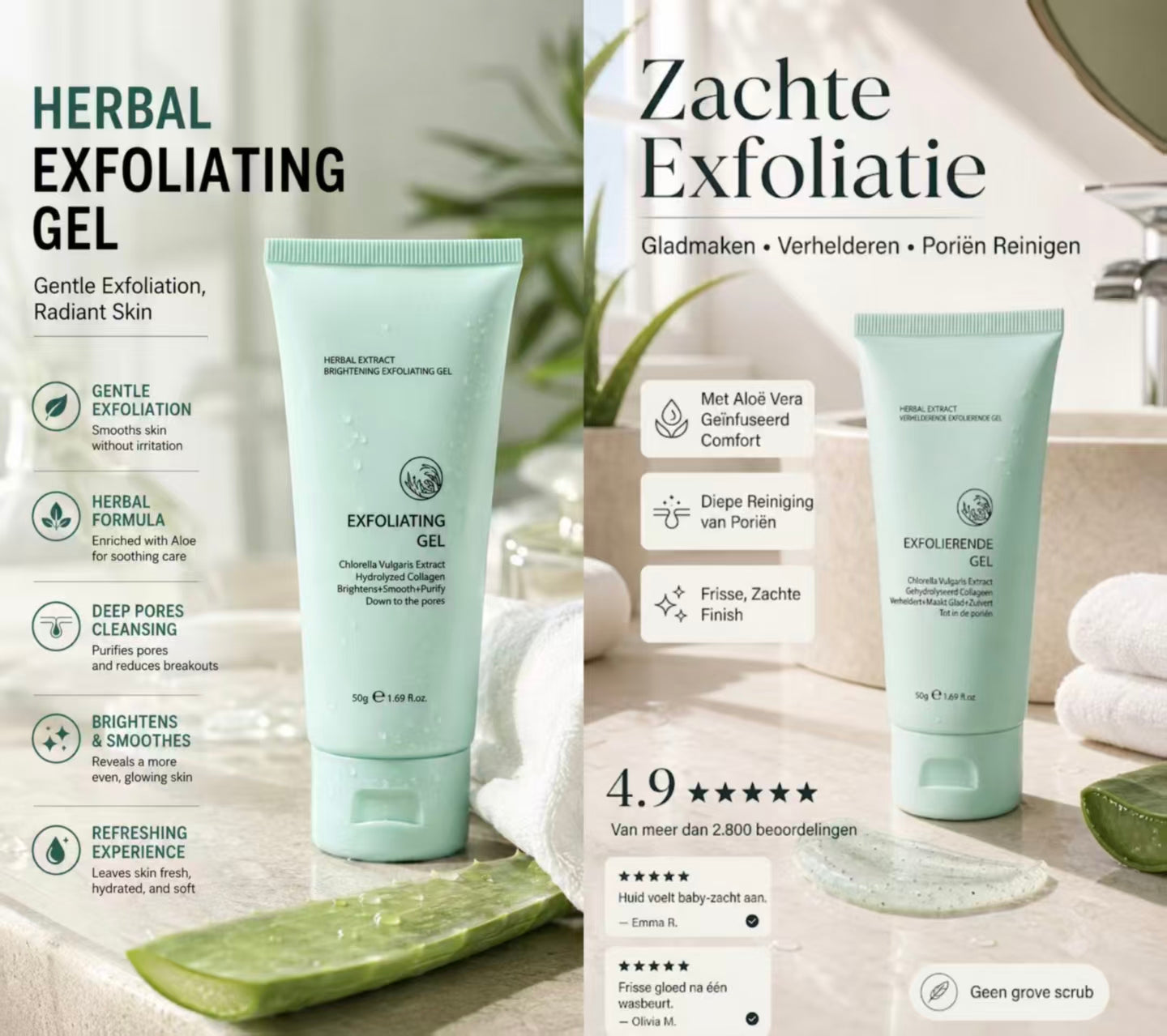 Exfoliërende gel met kruidenextracten