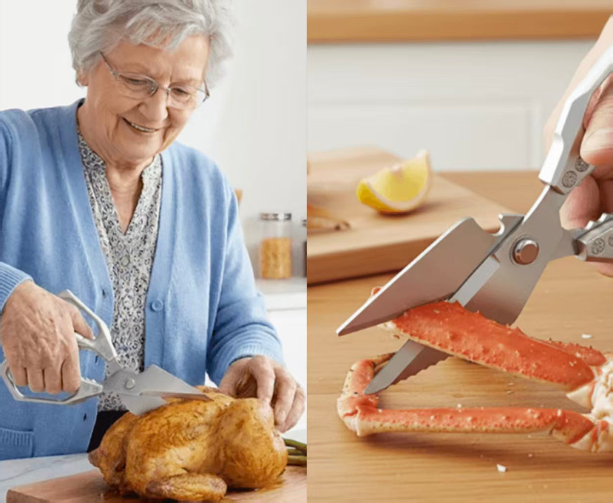 Krachtige en veelzijdige gevogelteschaar voor in de keuken – stevige en duurzame keukenschaar voor het knippen van vlees en botten