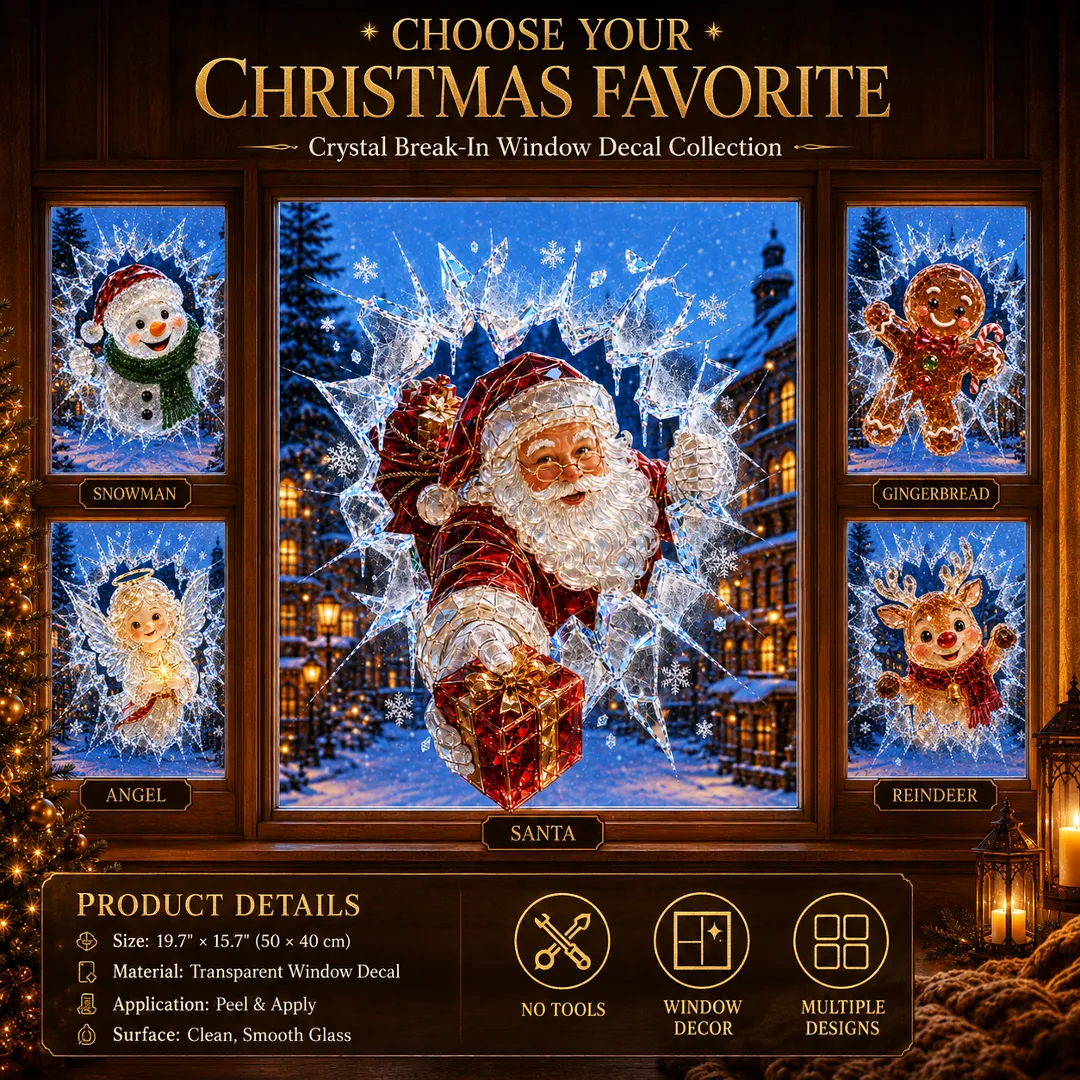 3D-kerststickers met gebroken glas-effect