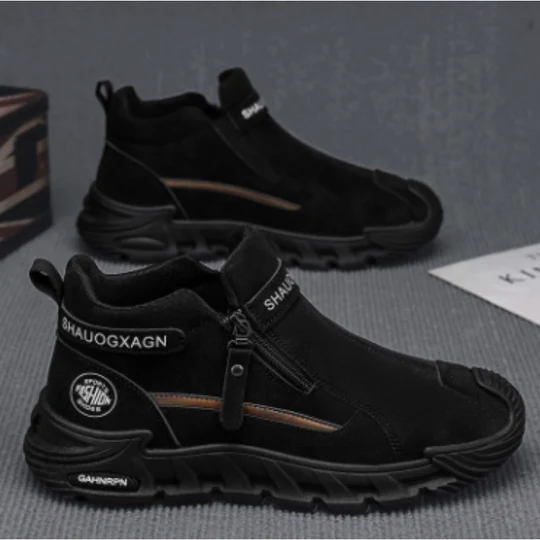 Wandelschoenen voor heren met rits aan de zijkant – Slijtvaste outdoor- en trekkingschoenen