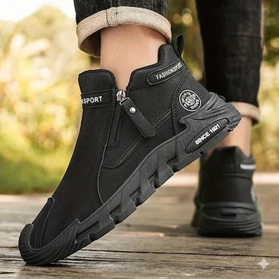 Wandelschoenen voor heren met rits aan de zijkant – Slijtvaste outdoor- en trekkingschoenen