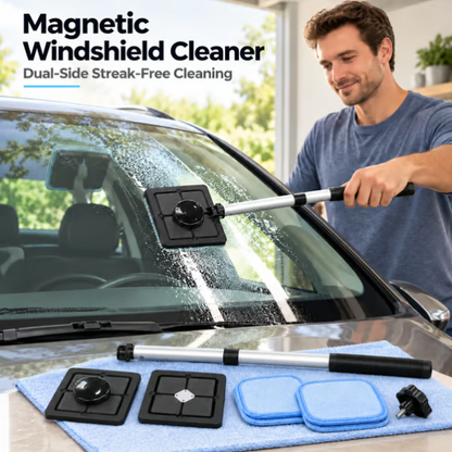 Magnetische autoruitenreiniger met dubbelzijdige magneet