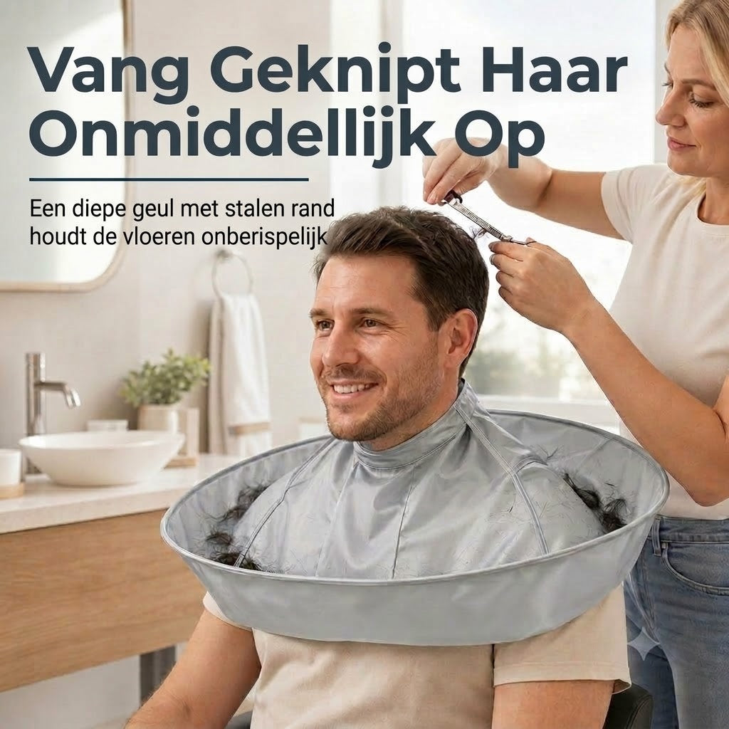 Waterdichte knipmantel met haaropvanger – Opvouwbare paraplu-knipmantel voor thuis knippen