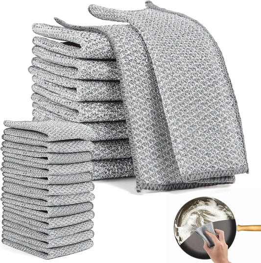 Herbruikbaar Silver Mesh Schoonmaakdoeken (10 stuks）- Krachtige Reiniging zonder Krassen - Voor Pannen, Glas & Aanrecht - Sneldrogend & Duurzaam
