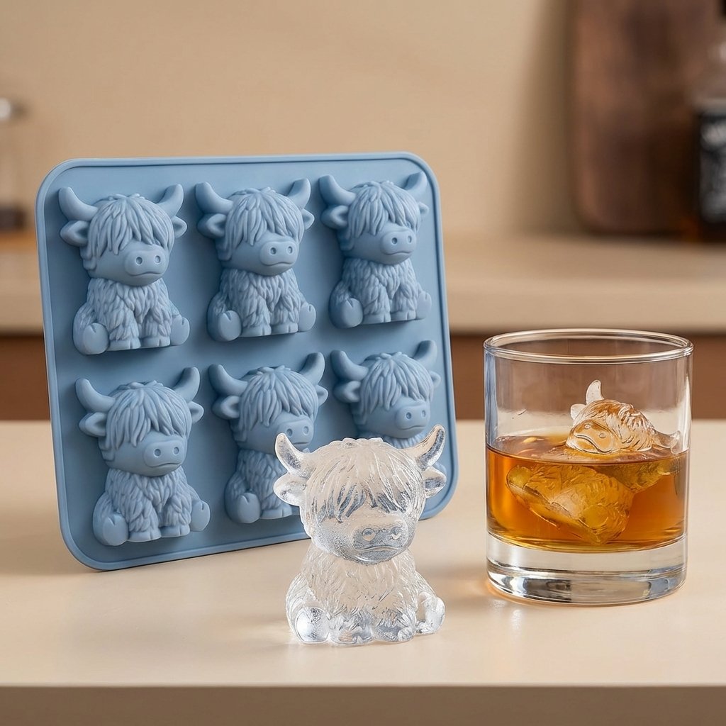 🐮Mini Schotse Hooglander IJsblokjesvorm – Siliconen 3D Voor Ijsklontjes