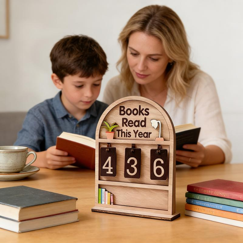 Houten Boekenteller & Leestracker - Voor Reading Challenge (Tot 999).