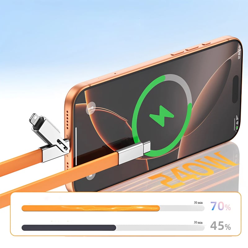 Extreem Krachtige 240W USB-C Kabel - 360° Roterende Kop