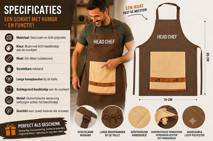 👨‍🍳Het geheim van de chef – dit schort zal je gasten versteld doen staan!😂