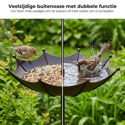 Hangend Vogelvoederhuisje en Drinkschaal – Parapluvormige Voedersilo – 2-in-1 Voederstation