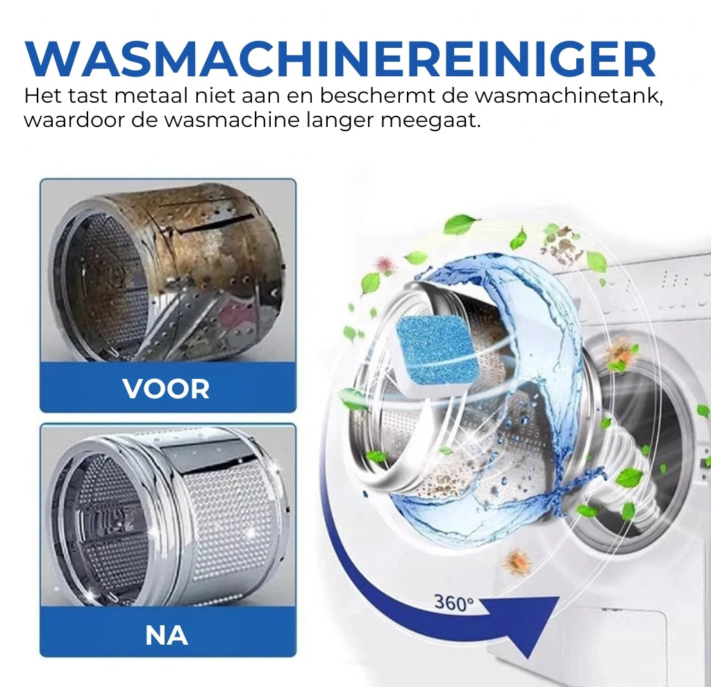 Wasmachine Reiniger Tabletten - Verwijdert Kalk & Vieze Geurtjes - Dieptereiniging - [Aantal, 12 stuks] - Universeel
