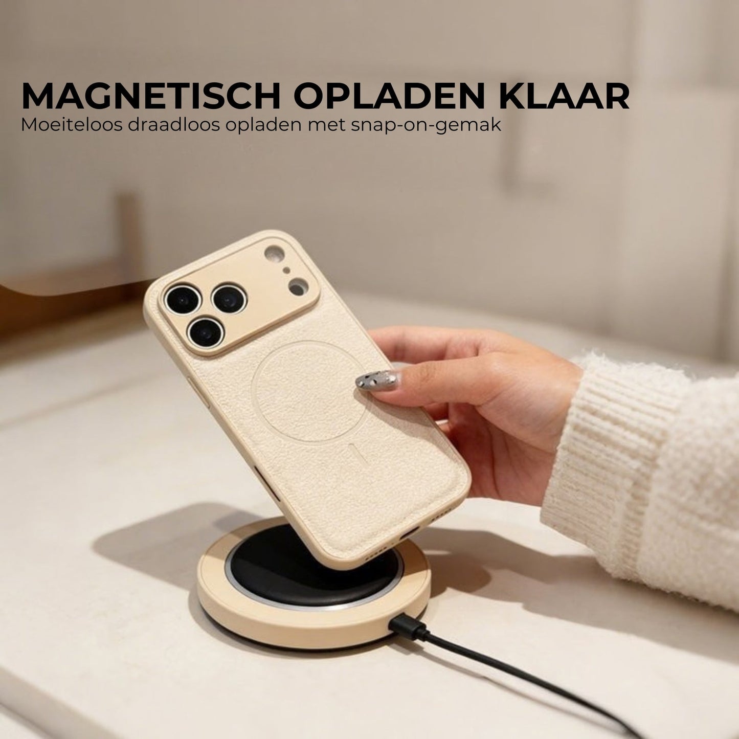 MagSafe Hoesje voor iPhone [12 t/m 17] - Luxe Matte Afwerking - Vingerafdrukwerend & Anti-Vette Laag