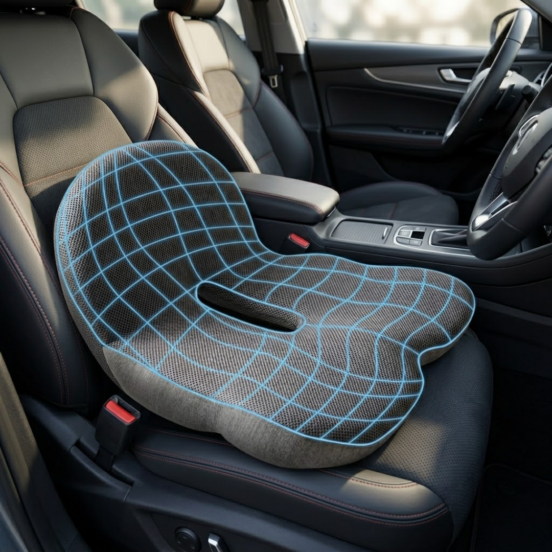 SitFlex™ Ergonomische Stoelverhoger & Rugsteun – Ideaal voor Langdurig Rijden en Lange Werkdagen