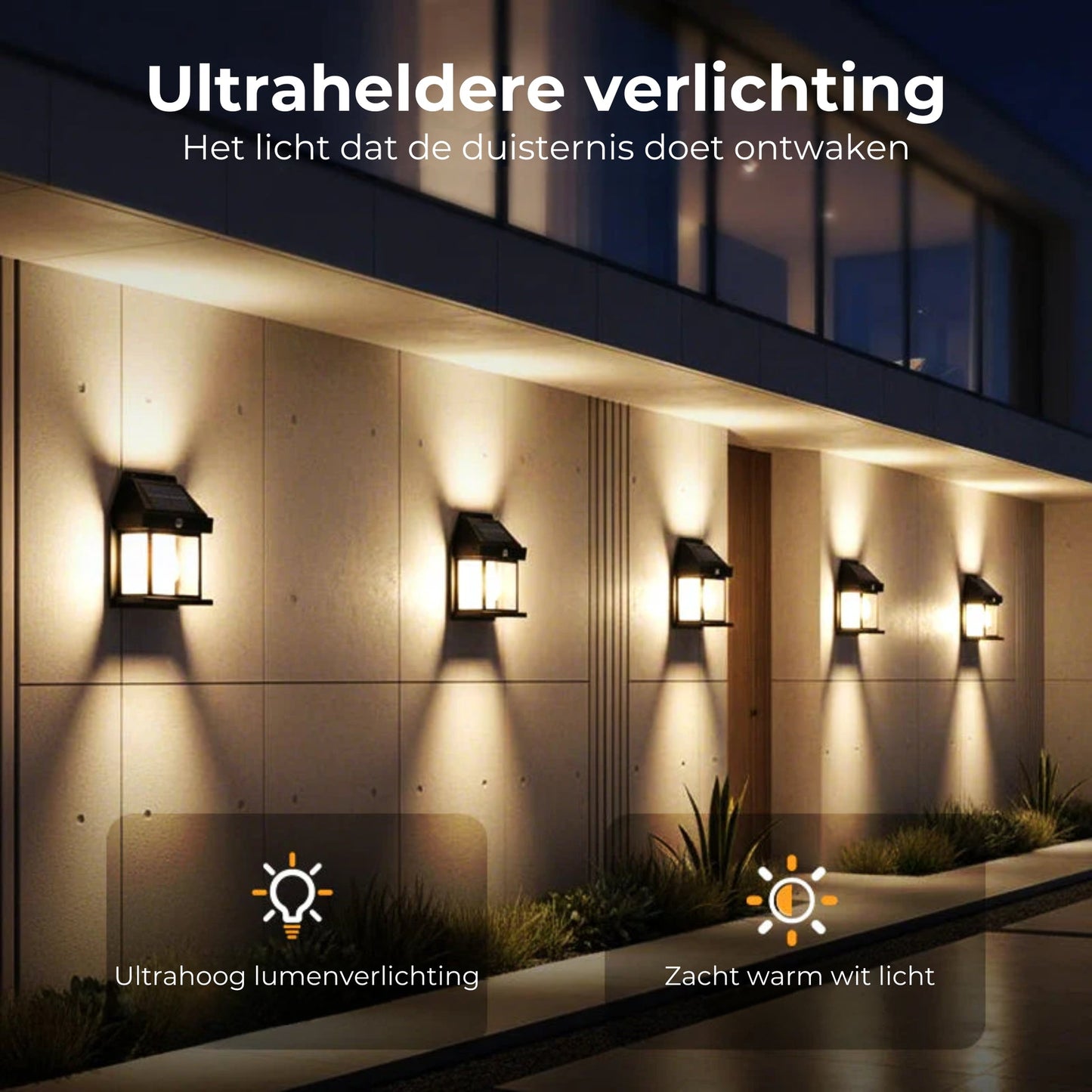 Solar Wandlamp met Bewegingssensor - Buitenverlichting op Zonne-energie - Draadloos & Waterdicht (IP65)