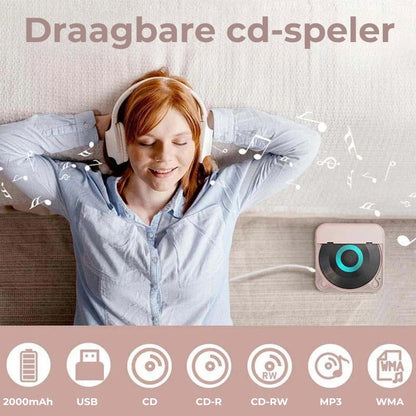 Draagbare CD Speler met Bluetooth - Oplaadbare Discman voor Auto & Onderweg (Anti-Shock)