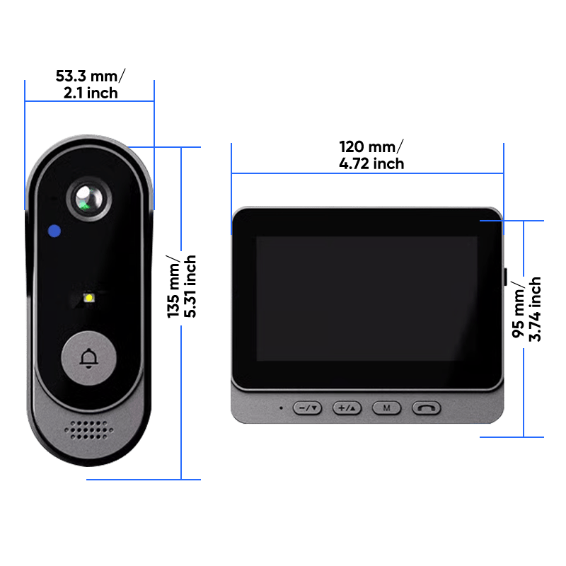 Video Deurbel met Binnenscherm (Monitor) - Draadloze Deurintercom met Camera
