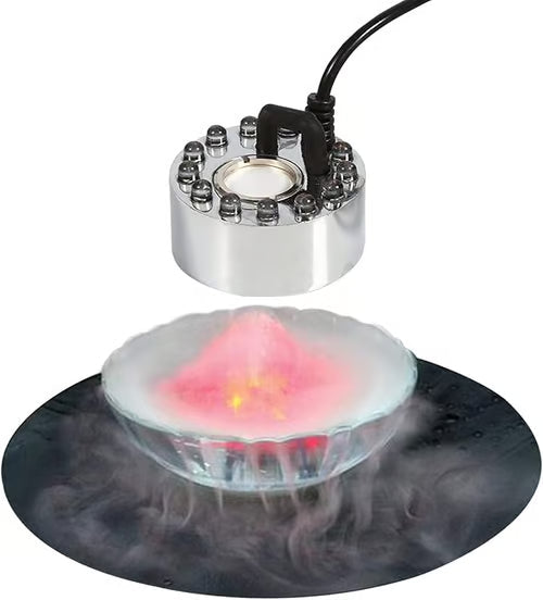 12 LED ultrasone mistmaker — produceert koude nevel en kleurrijke lichten