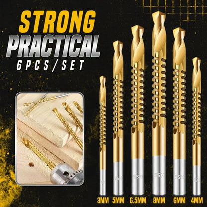 Titanium gecoate spiraalborenset – 6 maten, 2-in-1 boren en zagen