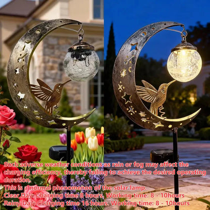 Solar Tuinverlichting Kolibrie en Maan - Decoratieve Buitenverlichting voor Tuin en Terras