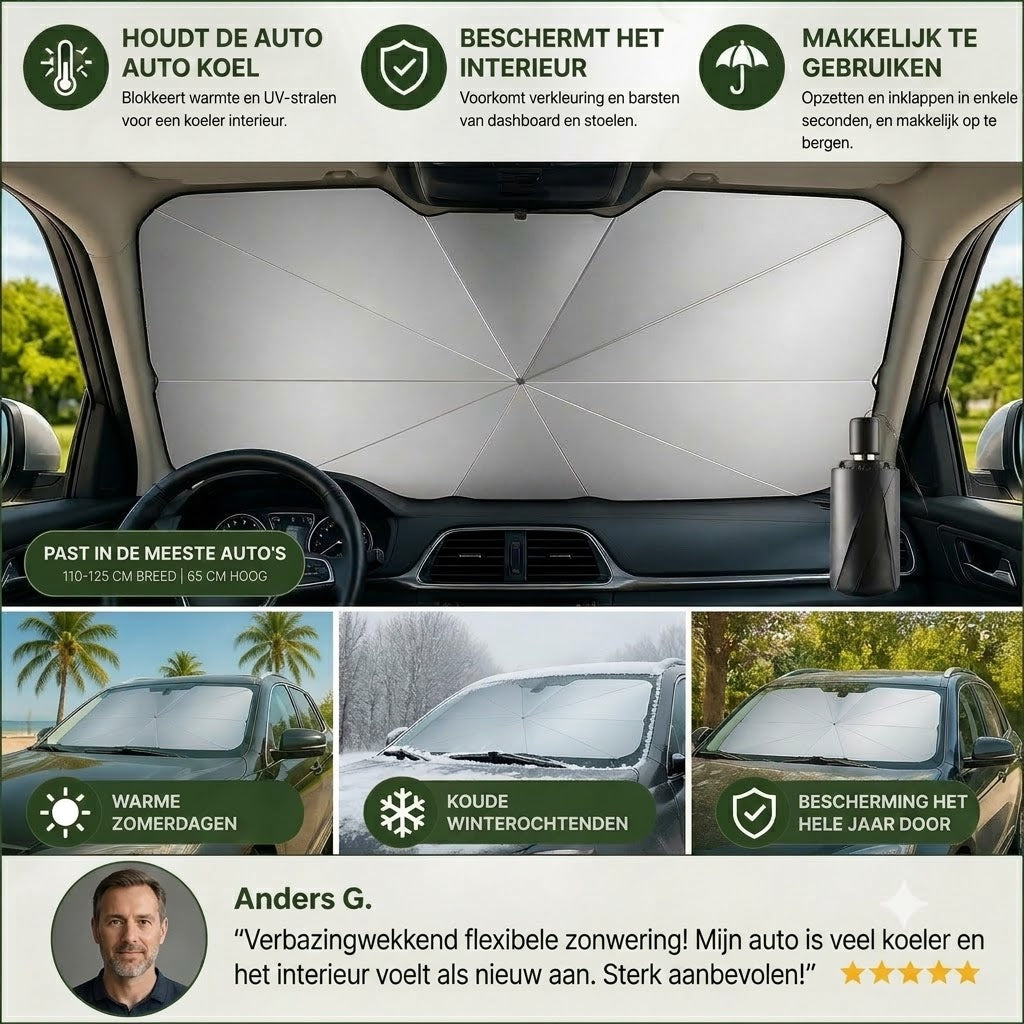 Opvouwbaar zonnescherm voor de voorruit – Effectieve UV-bescherming, biedt schaduw voor uw auto 🚗☂️