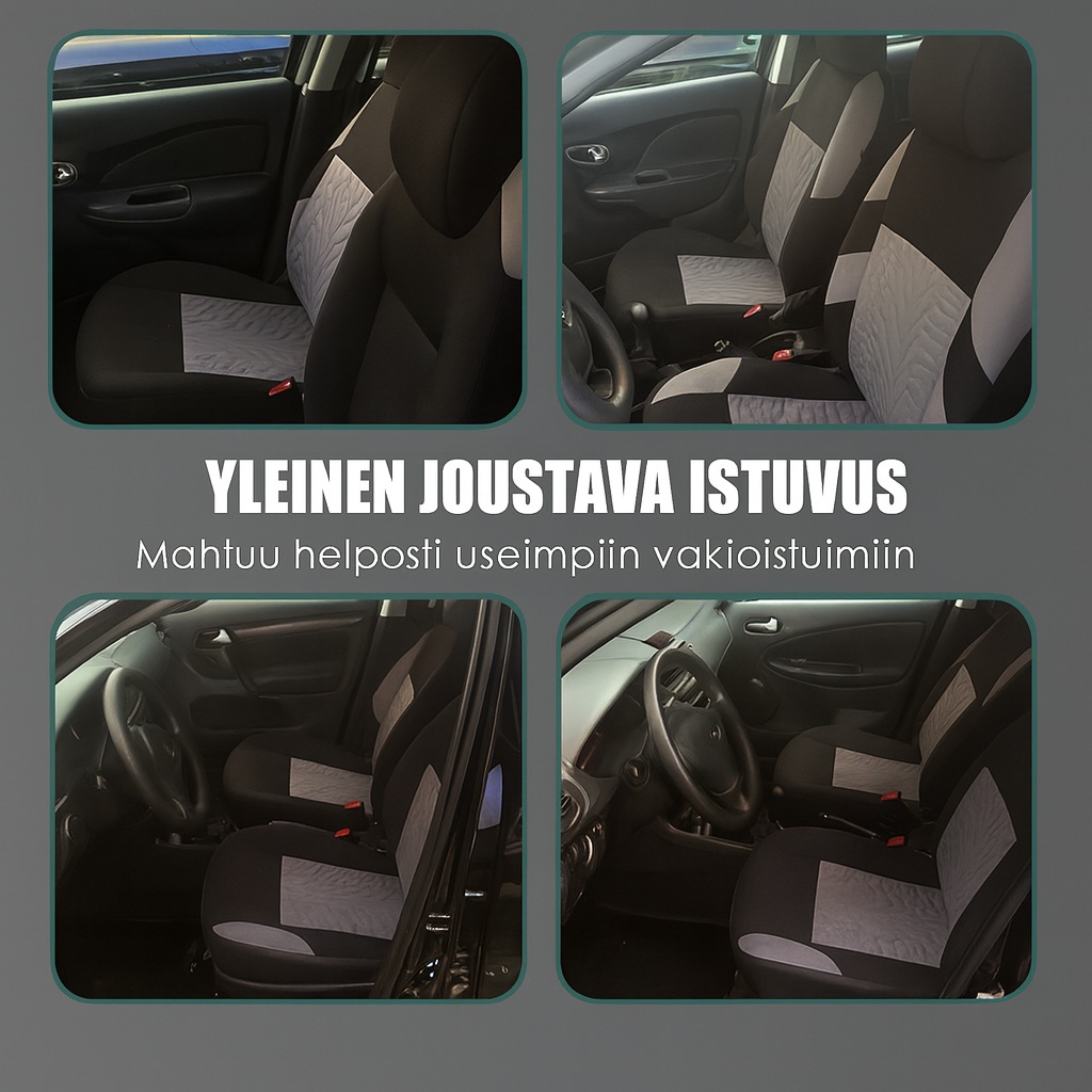 Kestävä auton istuinsuojasetti (renkaan kulutuspinnan näköinen)