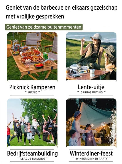Roestvrijstalen worstroller voor op de grill — Met houten handvat