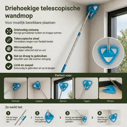 🔥 Tijdelijke aanbieding: 50% korting ❗️❗️ Driehoekige uitschuifbare muurmop, maakt moeilijk bereikbare hoeken eenvoudig schoon.