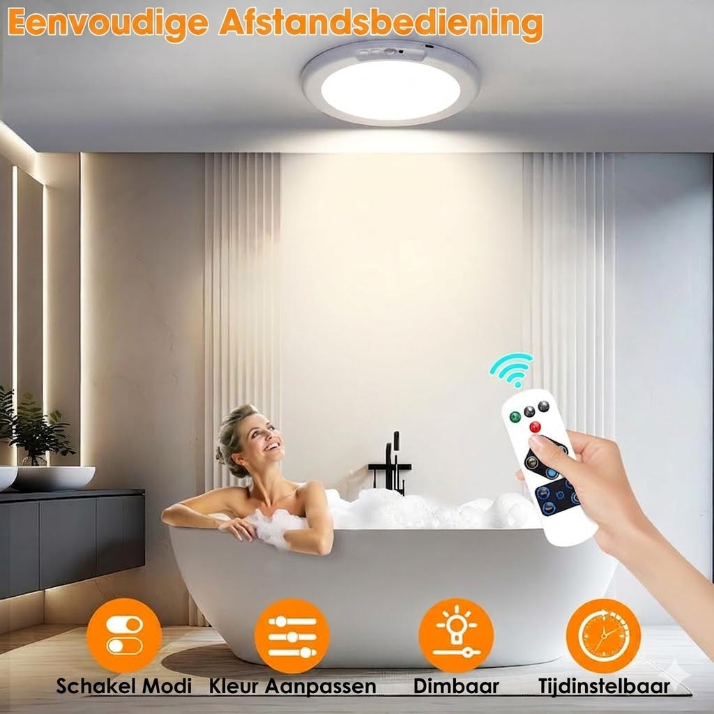 Oplaadbare Plafondlamp met Bewegingssensor - Draadloos - Inclusief Afstandsbediening