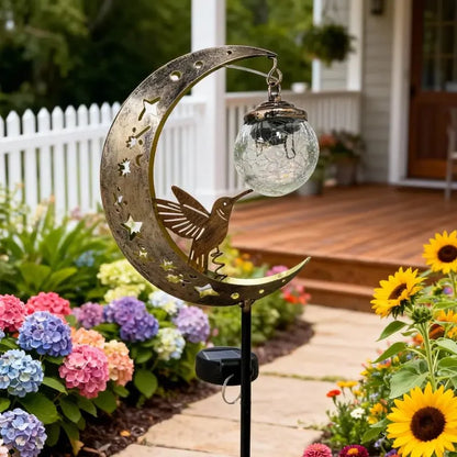 Solar Tuinverlichting Kolibrie en Maan - Decoratieve Buitenverlichting voor Tuin en Terras