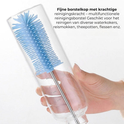 Roterende Siliconen Flessenborstel - 360 Graden Reiniging - Voor Babyflessen, Glazen & Bidons - Hygiënisch