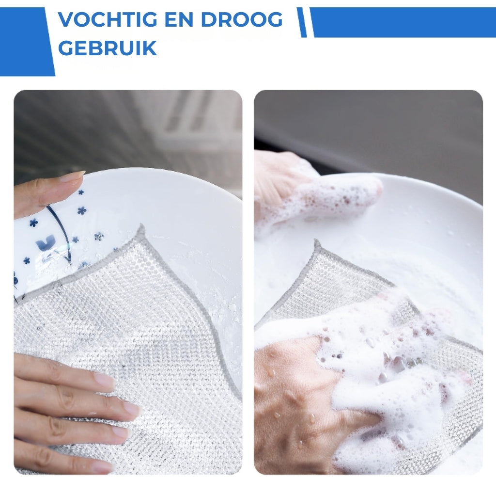 Herbruikbaar Silver Mesh Schoonmaakdoeken (10 stuks）- Krachtige Reiniging zonder Krassen - Voor Pannen, Glas & Aanrecht - Sneldrogend & Duurzaam