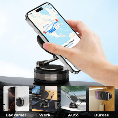 Magnetische Telefoonhouder Auto - Vacuüm Adsorptie & Magnetisch - 360° Draaibaar - Super Stabiel op Dashboard & Ruit