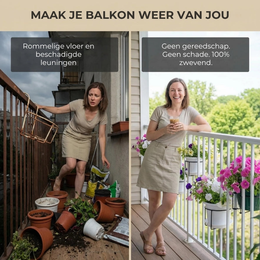 Hanging Plantenbak Houder voor Balkon – Metalen Bloempotrek voor Balkonrailing