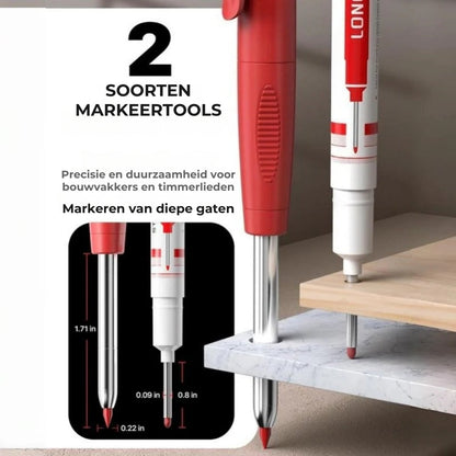 Complete Markeerkit voor Vakmannen - 3 stuks Timmermanspotloden - Met Gekleurde Navullingen - Onmisbaar in de Gereedschapskist