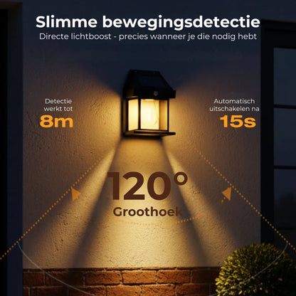Solar Wandlamp met Bewegingssensor - Buitenverlichting op Zonne-energie - Draadloos & Waterdicht (IP65)
