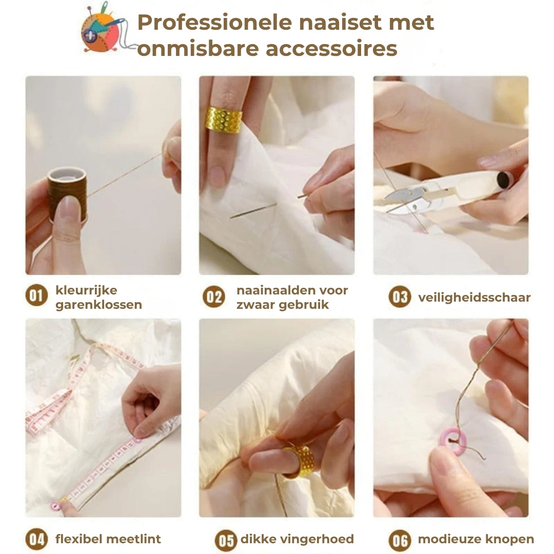 Dubbellaagse Magnetische Naaiset – Luxe Naaibox met Garen en Naalden