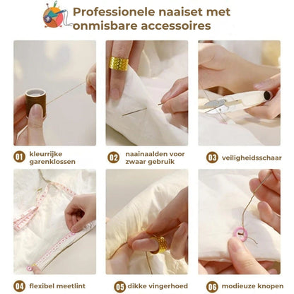 Dubbellaagse Magnetische Naaiset – Luxe Naaibox met Garen en Naalden