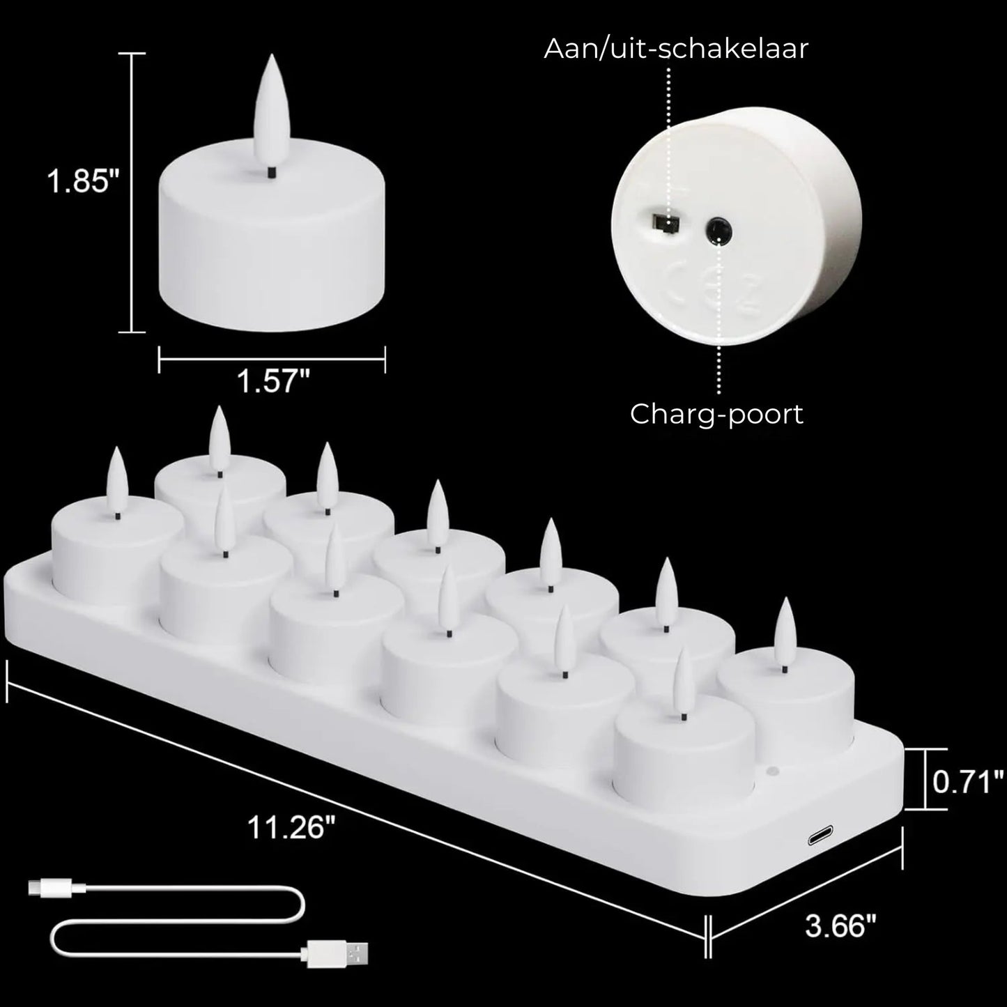 Oplaadbare LED-theelichtjes (zonder vlam) – Creëer een gezellige sfeer – zonder brandgevaar