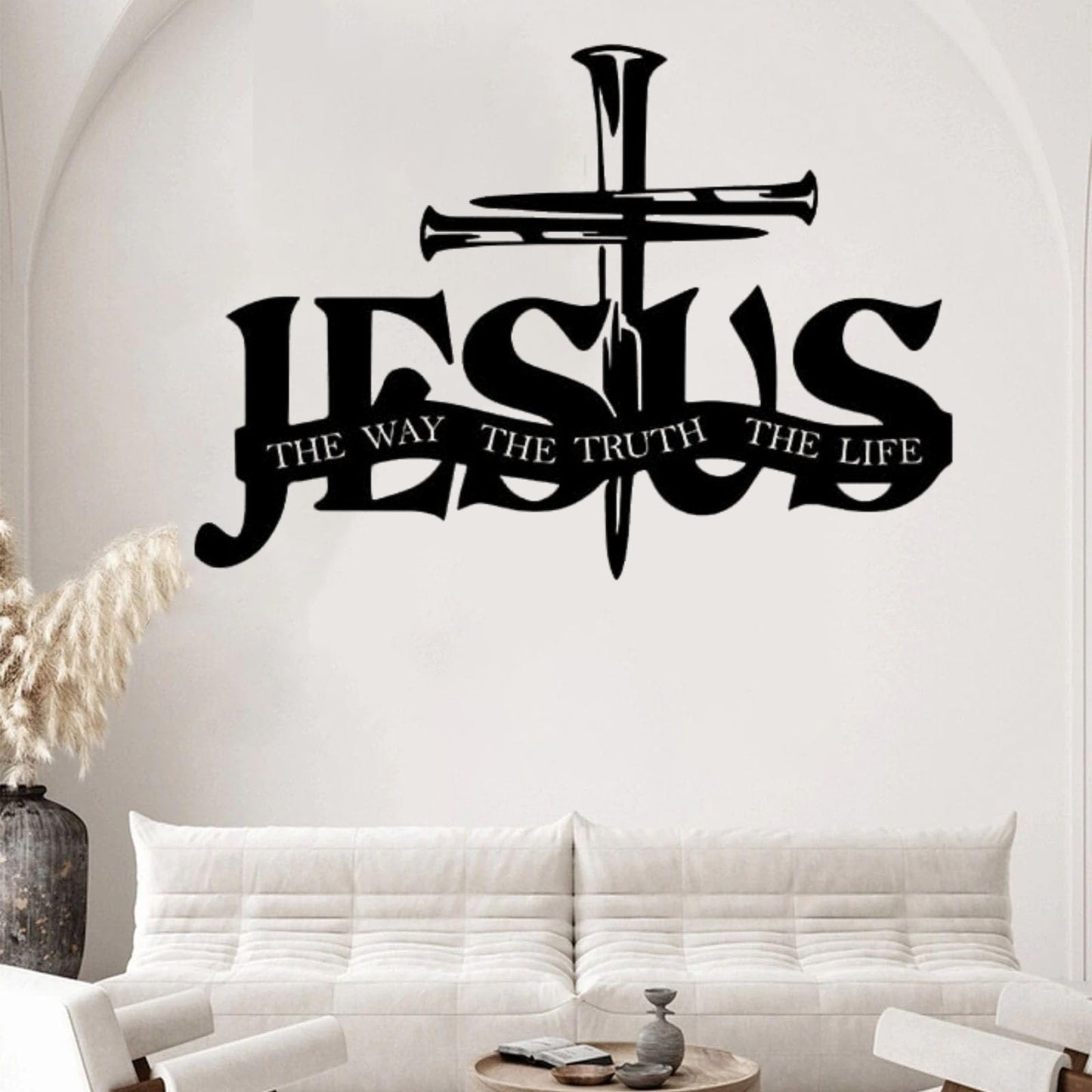 Eksklusiivinen seinäkoriste – Jeesus ja risti käsintehdyssä designissa