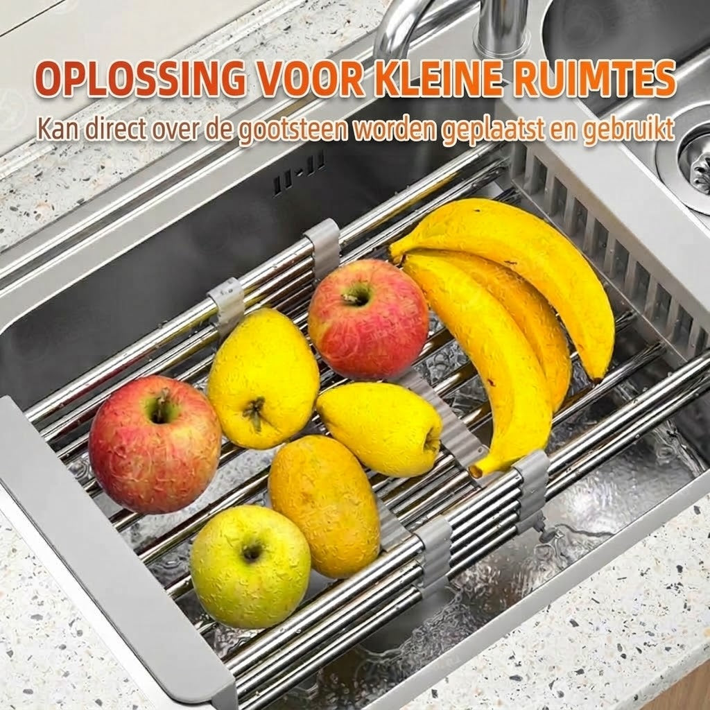 Verstelbaar afdruiprek voor de gootsteen